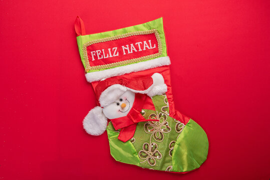 Festive christmas decor on vibrant red background - Powered by Adobe