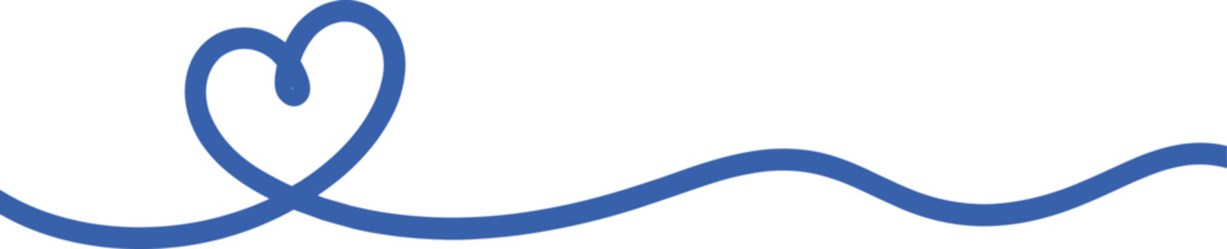 Blue ribbon forming a heart shape and wavy line on white background vector