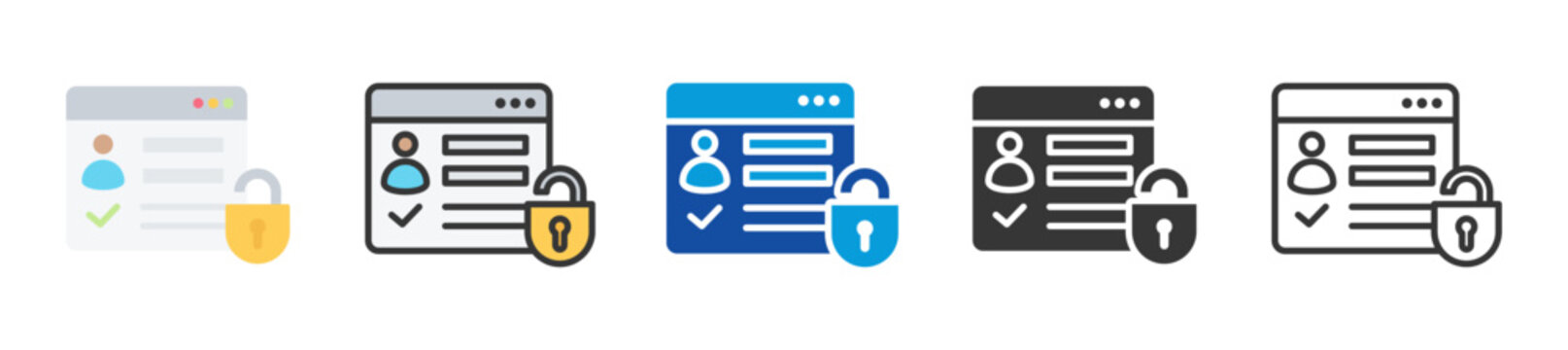 authorization icon set multi style various collection