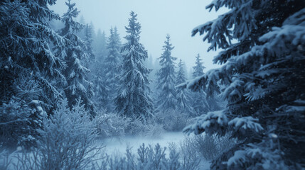 Snowy Pine Forest Winter Landscape