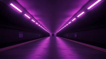 Futuristic Tunnel with Purple Neon Lights - A Modern Perspective.