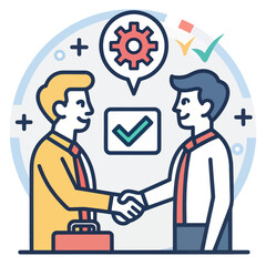 A business deal represented by an icon in a vector flat design