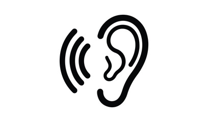 Illustration of a human ear with sound waves emanating from it