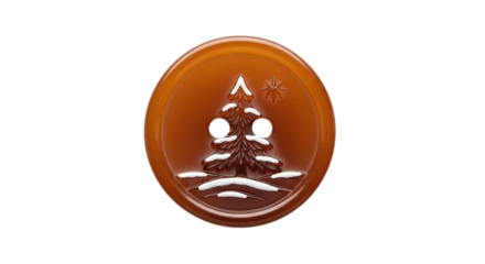 Christmas tree wax seal with snow and star, isolated on transparent background