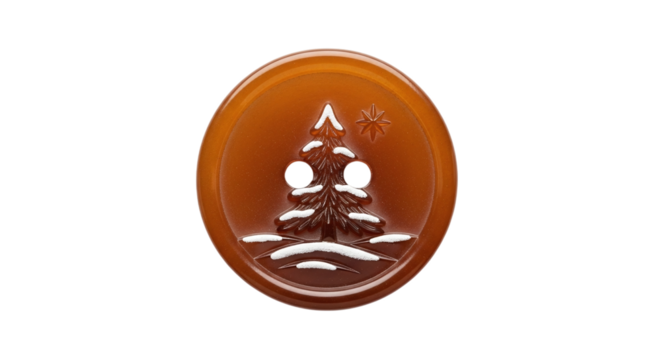 Christmas tree wax seal with snow and star, isolated on transparent background