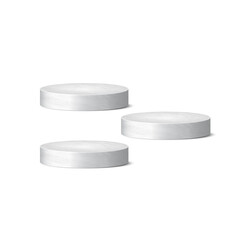 White Round Marble Display Platforms on Black Background
