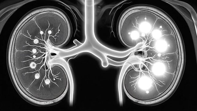 Medical Imaging Animation of Polycystic Kidney Disease Progression.