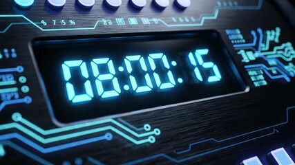 Digital timer on circuit board background. - Powered by Adobe