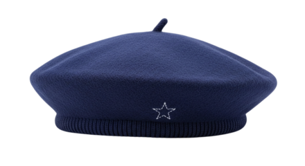 Navy blue beret isolated on transparent background, a stylish and fashionable accessory, perfect for adding a touch of elegance to any outfit
