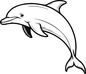 Fototapeta premium Dolphin Sketch Vector Icon Ocean Animal SymbolDolphin Sketch Vector Icon cean Animal Symbol