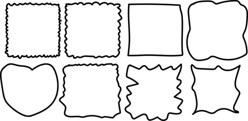 Collection of hand drawn decorative borders and frames with unique uneven edges