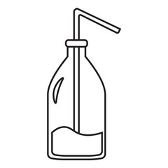 chemical laboratory bottles with straw line icon