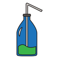 chemical laboratory bottles with straw