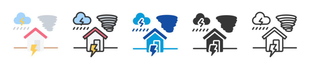 natural disaster icon set multi style various collection
