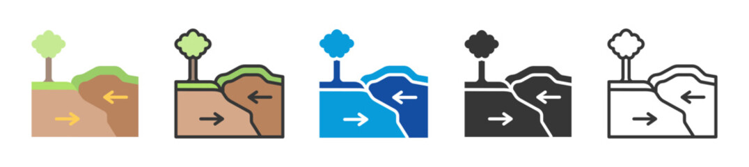 plate boundary icon set multi style various collection