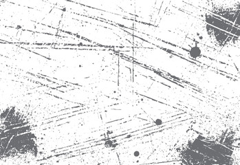 Fototapeta premium Abstract distressed grunge background with random gray scratches and splatters on white surface texture