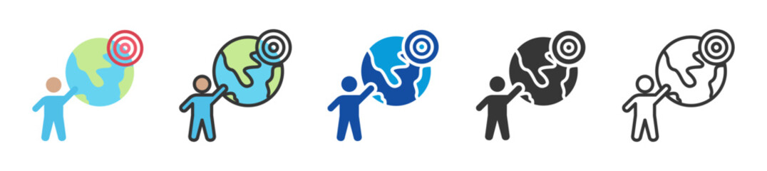 seismologist icon set multi style various collection