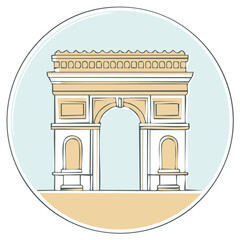 Stylized vector illustration of an Arch landmark featuring architectural details in an iconic structure with neutral palette.