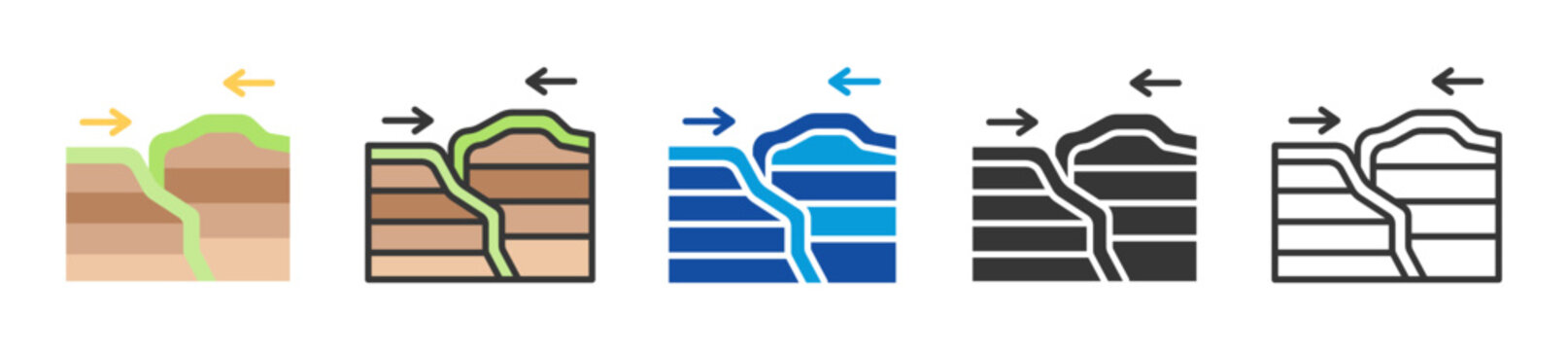 tectonic activity icon set multi style various collection