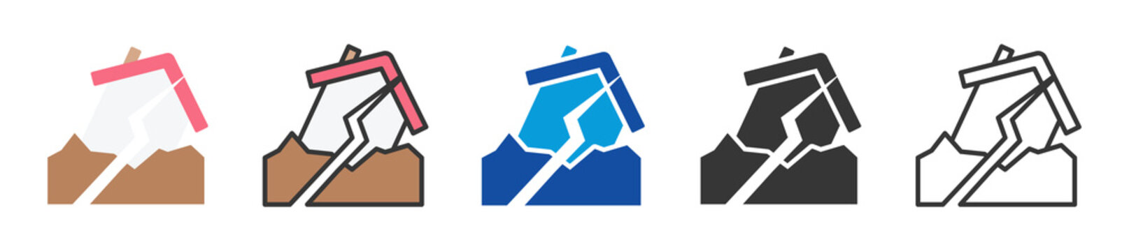 structural damage icon set multi style various collection