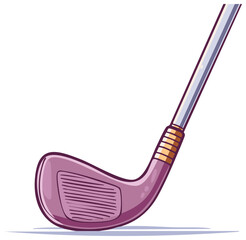 Cartoon style iron golf club illustration.  Golfing sport equipment vector drawing.