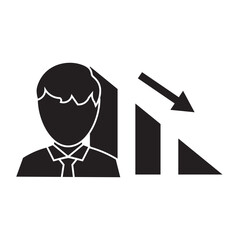 male employee performance decline glyph icon 