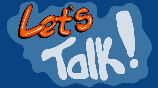 &ldquo;Let&rsquo;s Talk!&rdquo; Typography &ndash; Colorful Communication Message on Dark Blue Background 4K Video