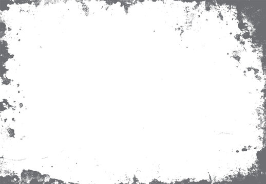 Textured gray grunge border with distressed abstract speckles and rough edges on a white background vector