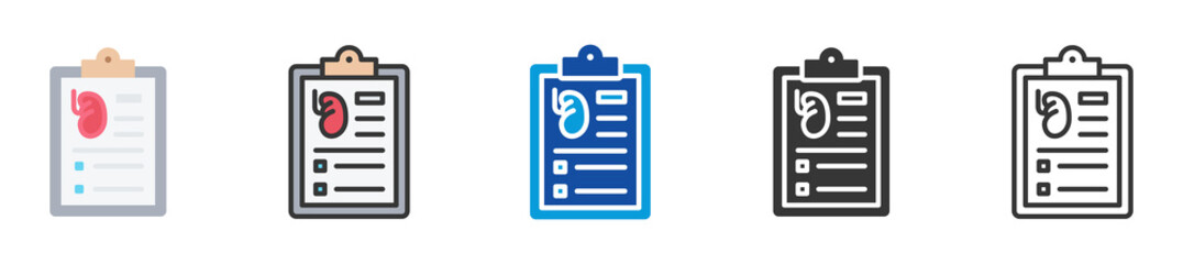 kidney function test icon set multi style various collection