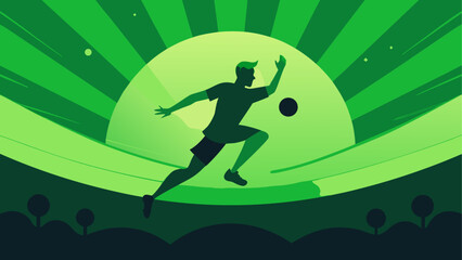 Silhouette of player kicking the ball hard