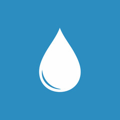 Blue vector illustration of a clear, fresh water drop symbol, depicting liquid purity and a clean nature element