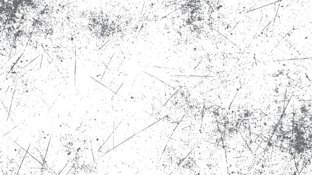 White background with scattered grey dust specks and thin linear scratches creating a distressed texture