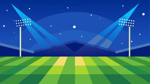 Cricket stadium illuminated at night time