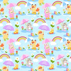 Obraz premium Baby Shower Rainy Day Seamless