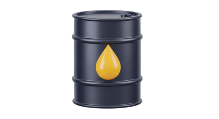 A glossy blue barrel with a bright yellow drop shape in the center against black backdrop.
