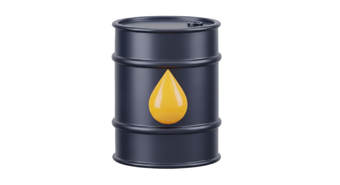 A glossy blue barrel with a bright yellow drop shape in the center against black backdrop.