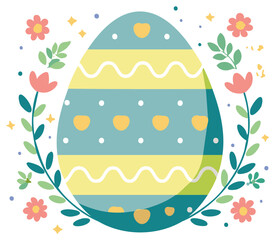 Festive Easter Egg Decorated with Flowers and Stars for Celebration