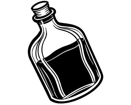 Apothecary bottle with dark liquid
