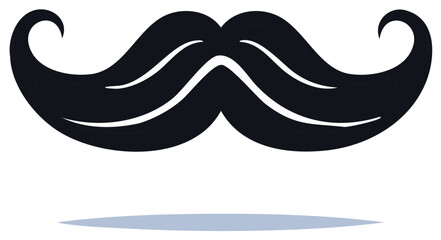 Retro black handlebar mustache elegant curled shape vector illustration