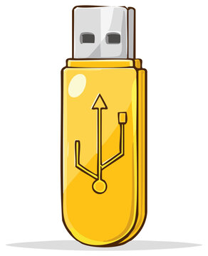Cartoon style yellow USB drive icon
