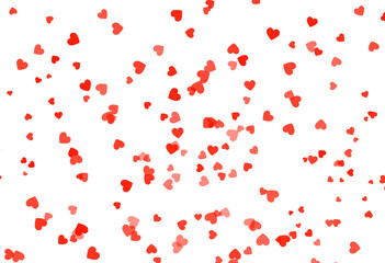Red hearts confetti in festive celebration with vibrant color on white background for valentines day