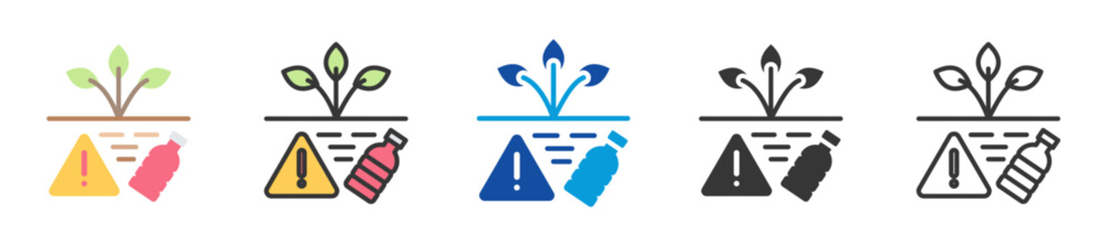 soil pollution icon set multi style various collection