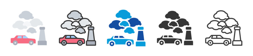 pollutant source icon set multi style various collection