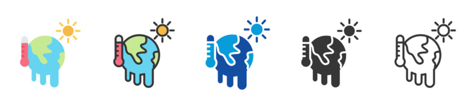 global warming icon set multi style various collection