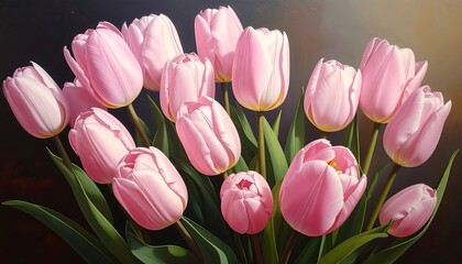 Fototapeta premium Elegant bouquet of pink tulips in full bloom, showcasing the beauty of nature