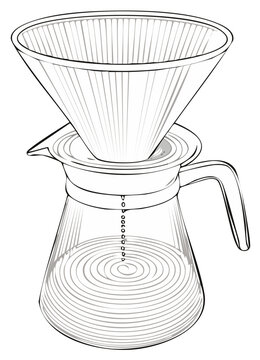 coffee pour over setup line art clip art preview