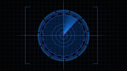 Animated radar interface showing red sweep line with target frame on digital grid screen. Radar Display with Target Acquisition Frame and a Red Sweep Line on a Grid animated Background screen. - Powered by Adobe