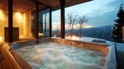 Luxurious Hot Tub Retreat with Scenic Mountain Views.