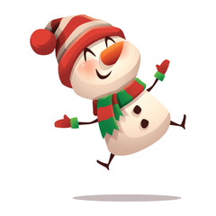 Snowman Jumping with Joy in Air