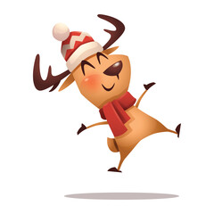Christmas Reindeer Jumping with Joy in Air
